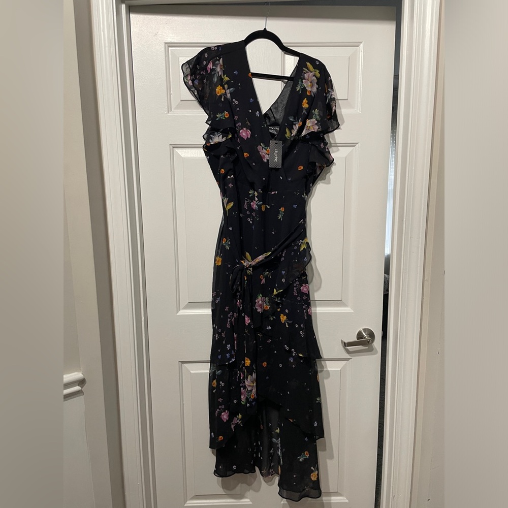 NWT CITY CHIC Summer Rose Maxi Dress - black, Size 24